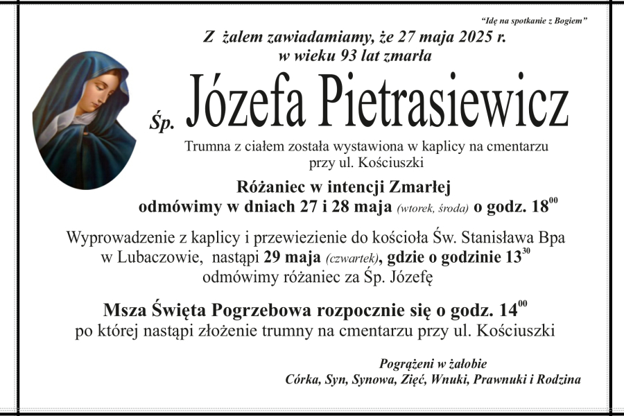 Zmarła Józefa Pietrasiewicz [93 lata]